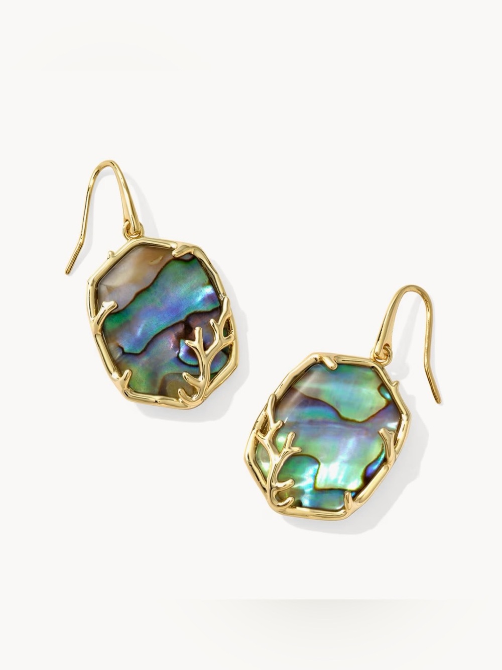 Kendra Scott Daphne Gold Coral Frame Drop Earrings in Abalone